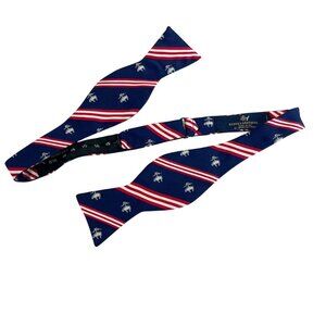Brooks Brothers Red White & Blue Logo Striped Bow Tie Preppy Coastal Nautical